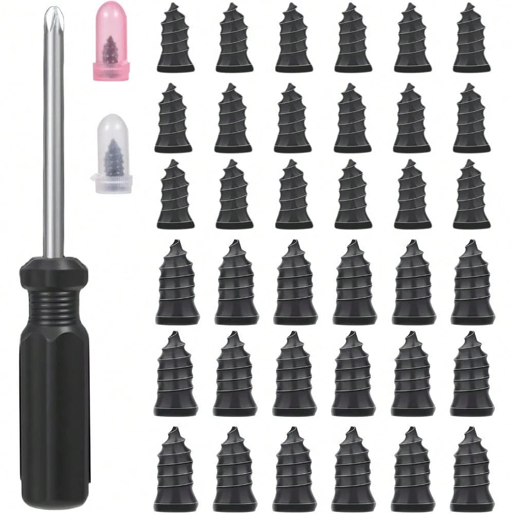 36 Pcs Tire Repair Rubber Studs, Spiral Screw Plugs Quick Repair Tool Kit For Motorcycle Truck Tractor DIY Flat Tire Repair