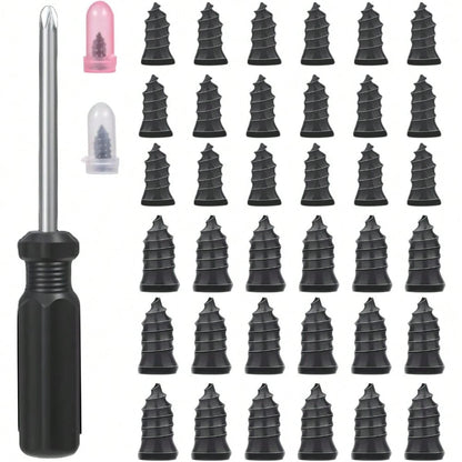 36 Pcs Tire Repair Rubber Studs, Spiral Screw Plugs Quick Repair Tool Kit For Motorcycle Truck Tractor DIY Flat Tire Repair