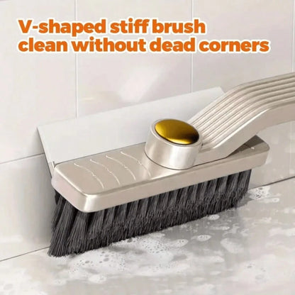 360° Rotatable Multifunctional Grout Cleaning Brush, 4 In 1 Tile Scrub Brush With Stiff Bristles & Squeegee, No Power Needed Crevice Cleaner For Bathroom Tile, Kitchen Floor, Window Groove, Toilet, Ca