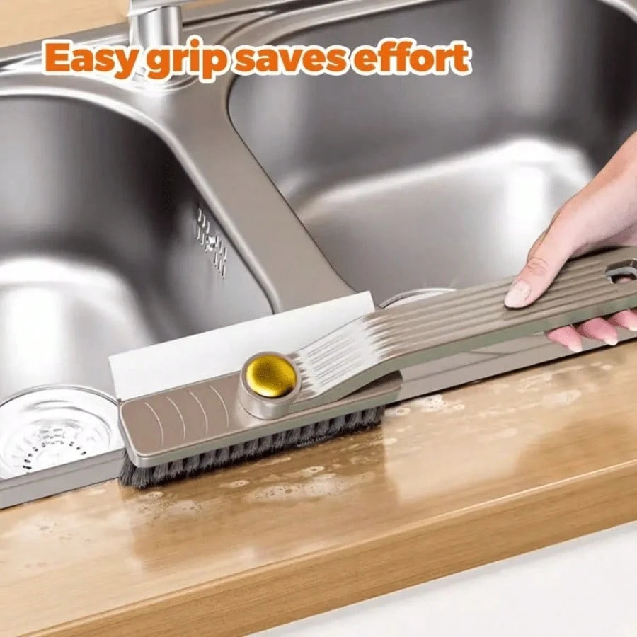 360° Rotatable Multifunctional Grout Cleaning Brush, 4 In 1 Tile Scrub Brush With Stiff Bristles & Squeegee, No Power Needed Crevice Cleaner For Bathroom Tile, Kitchen Floor, Window Groove, Toilet, Ca