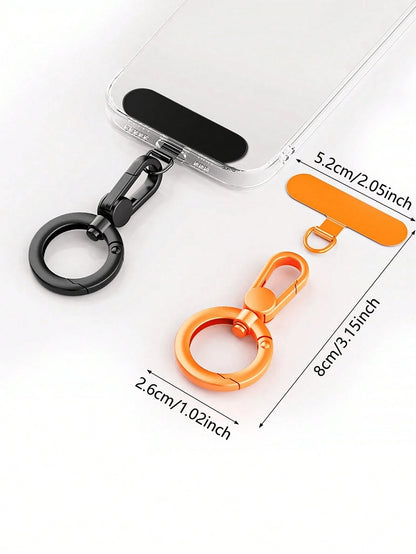 360° Rotating Stainless Steel Phone Lanyard, Universal Phone Accessory, Smartphone Case Metal Ring Buckle Charm, Detachable Finger Ring Buckle Keychain, Ultra-Thin Baked Paint Clip Universal Phone Cha