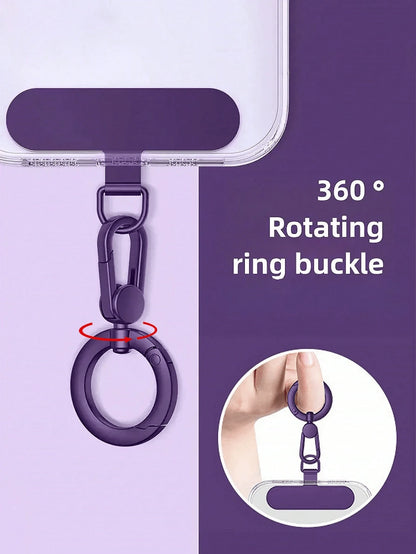 360° Rotating Stainless Steel Phone Lanyard, Universal Phone Accessory, Smartphone Case Metal Ring Buckle Charm, Detachable Finger Ring Buckle Keychain, Ultra-Thin Baked Paint Clip Universal Phone Cha