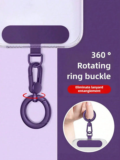 360° Rotating Stainless Steel Phone Lanyard, Universal Phone Accessory, Smartphone Case Metal Ring Buckle Charm, Detachable Finger Ring Buckle Keychain, Ultra-Thin Baked Paint Clip Universal Phone Cha