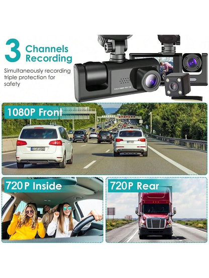3Channel Dash Cam For Car WIFI APP Video Recorder 1080P Dashcam Car DVR Front And Rear View Camera Night Vision Car Accessory