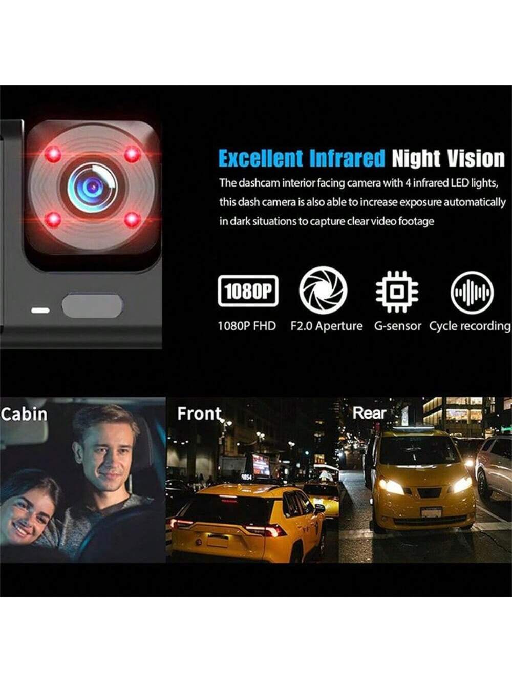 3Channel Dash Cam For Car WIFI APP Video Recorder 1080P Dashcam Car DVR Front And Rear View Camera Night Vision Car Accessory