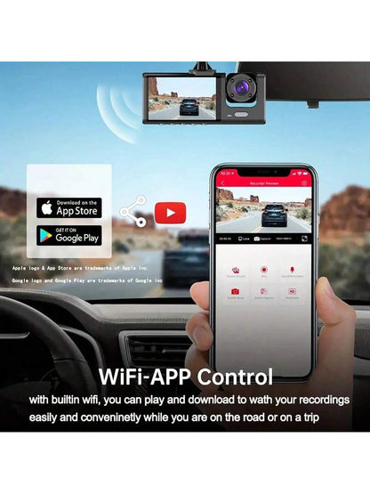 3Channel Dash Cam For Car WIFI APP Video Recorder 1080P Dashcam Car DVR Front And Rear View Camera Night Vision Car Accessory