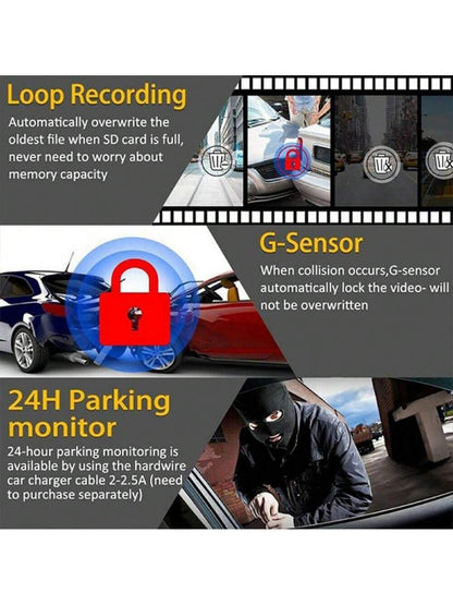 3Channel Dash Cam For Car WIFI APP Video Recorder 1080P Dashcam Car DVR Front And Rear View Camera Night Vision Car Accessory