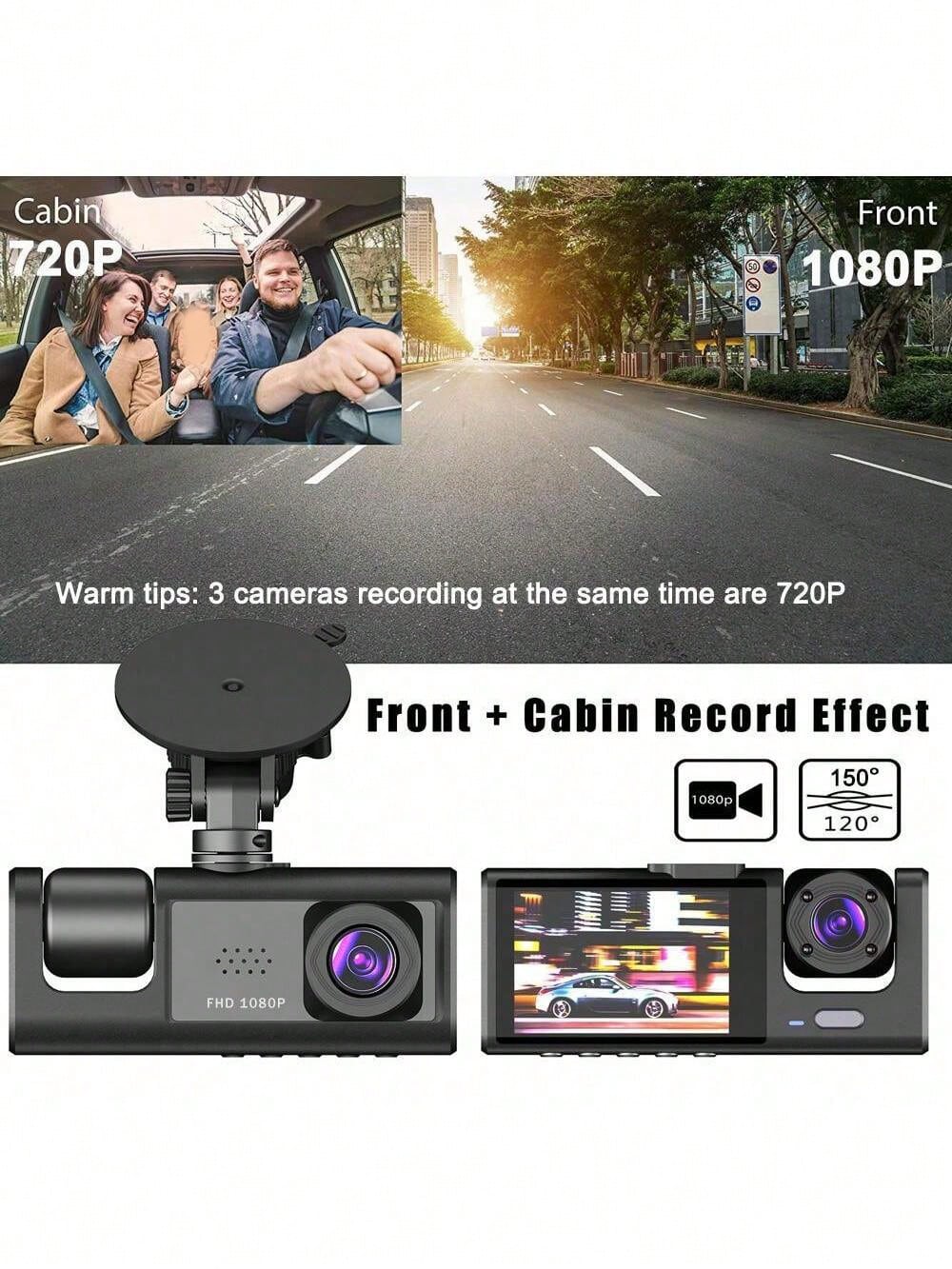 3Channel Dash Cam For Car WIFI APP Video Recorder 1080P Dashcam Car DVR Front And Rear View Camera Night Vision Car Accessory
