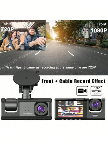 3Channel Dash Cam For Car WIFI APP Video Recorder 1080P Dashcam Car DVR Front And Rear View Camera Night Vision Car Accessory