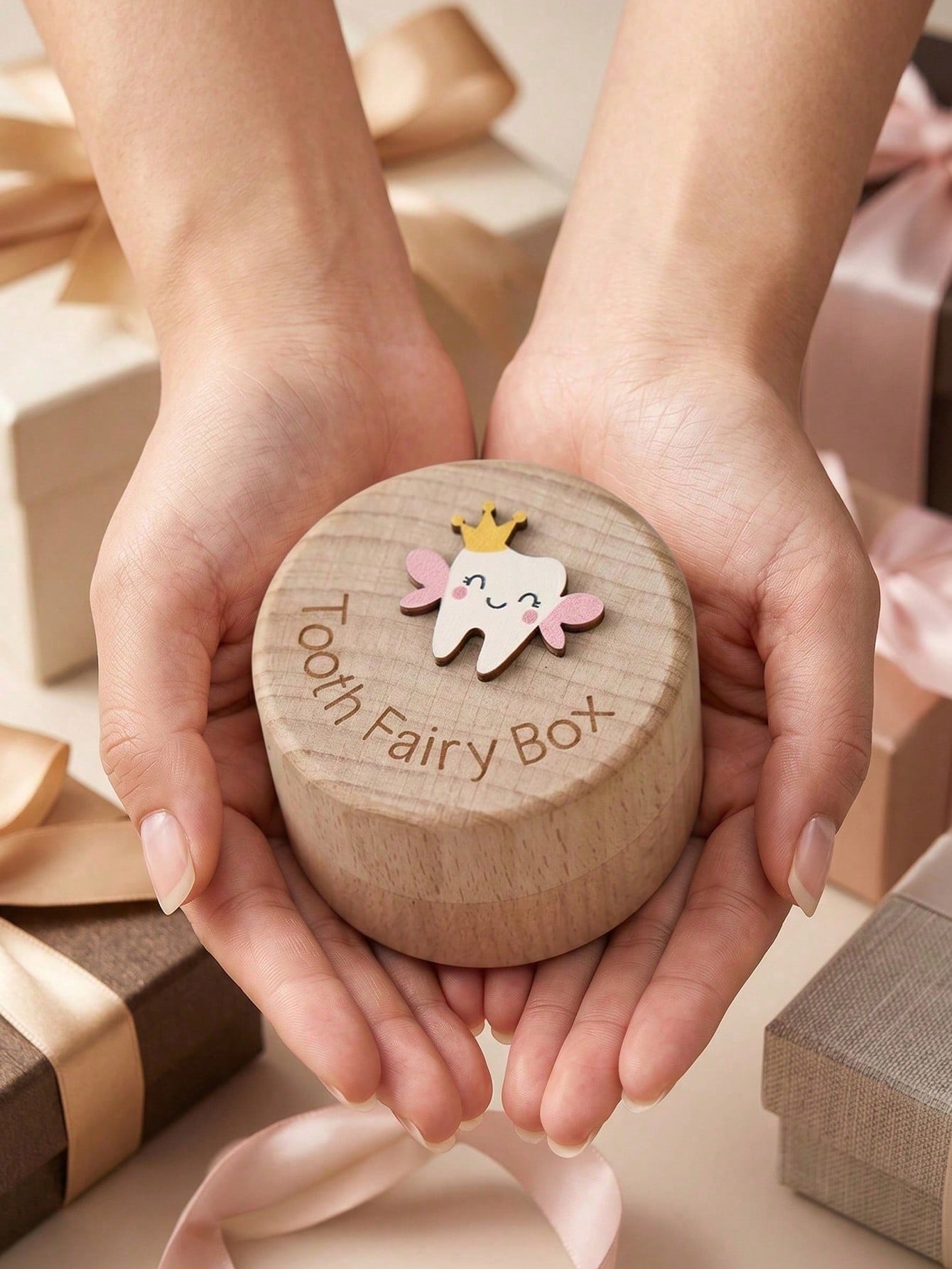 3D Carved Wooden Tooth Fairy Box, Cute Storage Case For Girls To Keep Lost Teeth, Tooth Fairy Gift Baby Shower Family Decorations Gifts Baby Shower Easter Gifts Things For Girls/Boys