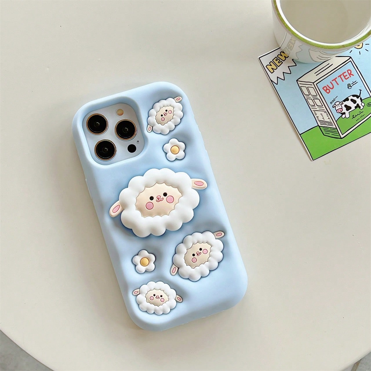 3D Cute 3D Clover Phone Case, Cartoon Integrated Stand Suitable For IPhone 15/17 Air/17, Full Coverage Protective Cover For Apple 13/14 Pro Max, Korean Ins Style Creative Soft Silicone 16 Pro New Mode