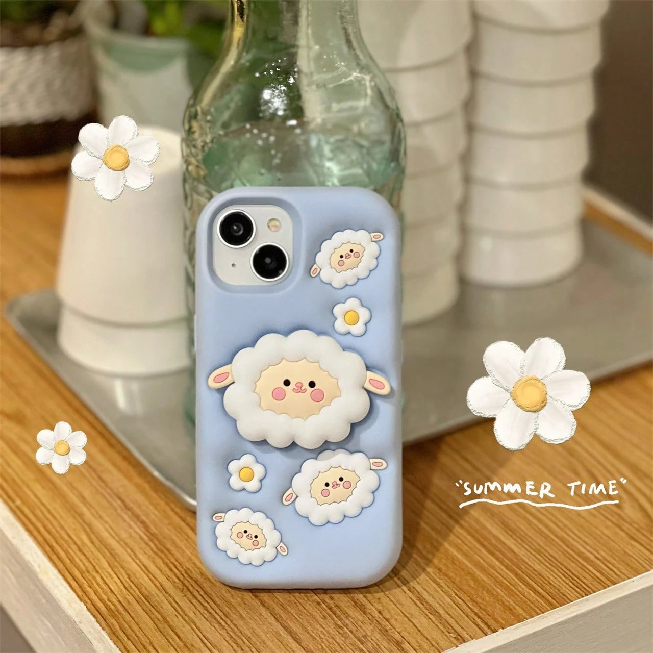 3D Cute 3D Clover Phone Case, Cartoon Integrated Stand Suitable For IPhone 15/17 Air/17, Full Coverage Protective Cover For Apple 13/14 Pro Max, Korean Ins Style Creative Soft Silicone 16 Pro New Mode