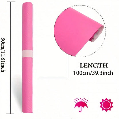 3D Pink Carbon Fiber Vinyl Wrap Roll, With Air Release Technology- Self-Adhesive Car Sticker, Suitable For Exterior And Interior Vehicle, Fits Most Vehicles, Durable And Easy To Apply, Vehicle Custom