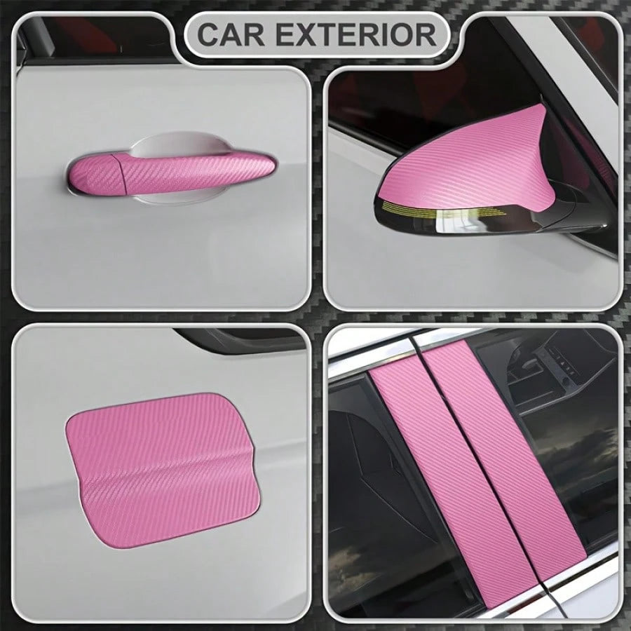 3D Pink Carbon Fiber Vinyl Wrap Roll, With Air Release Technology- Self-Adhesive Car Sticker, Suitable For Exterior And Interior Vehicle, Fits Most Vehicles, Durable And Easy To Apply, Vehicle Custom
