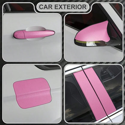 3D Pink Carbon Fiber Vinyl Wrap Roll, With Air Release Technology- Self-Adhesive Car Sticker, Suitable For Exterior And Interior Vehicle, Fits Most Vehicles, Durable And Easy To Apply, Vehicle Custom