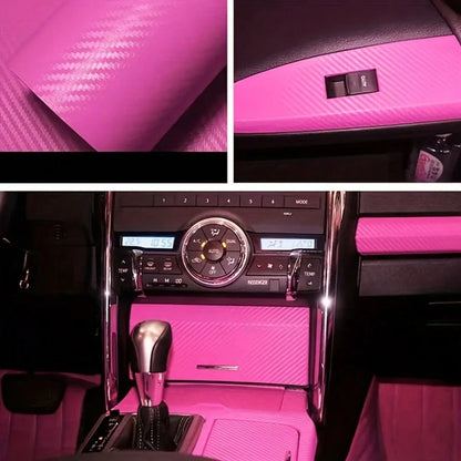 3D Pink Carbon Fiber Vinyl Wrap Roll, With Air Release Technology- Self-Adhesive Car Sticker, Suitable For Exterior And Interior Vehicle, Fits Most Vehicles, Durable And Easy To Apply, Vehicle Custom