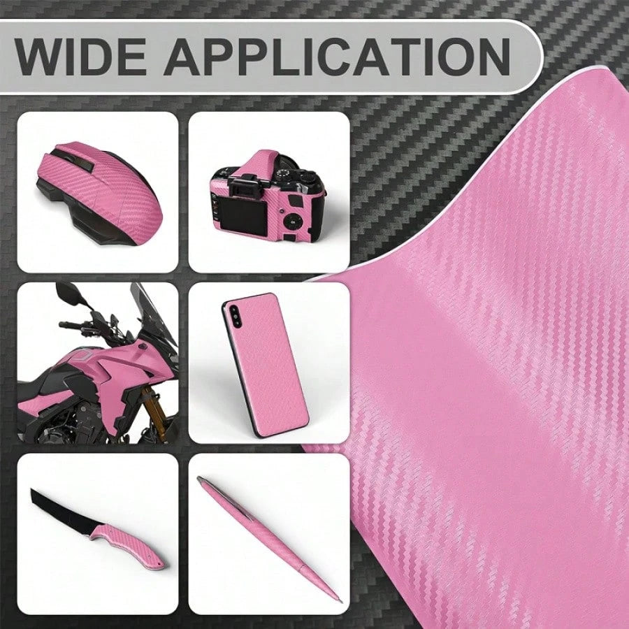 3D Pink Carbon Fiber Vinyl Wrap Roll, With Air Release Technology- Self-Adhesive Car Sticker, Suitable For Exterior And Interior Vehicle, Fits Most Vehicles, Durable And Easy To Apply, Vehicle Custom