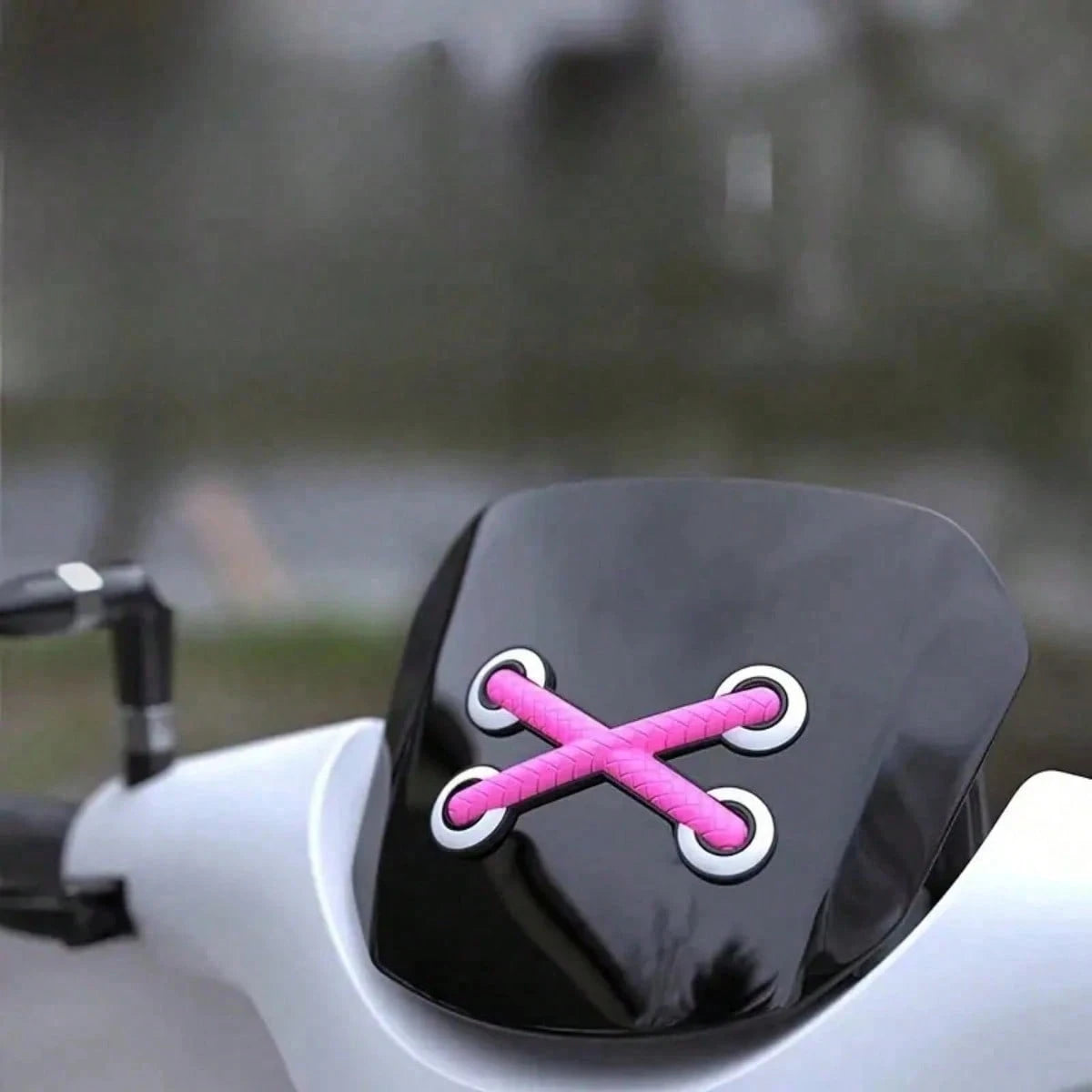 3D Shoelace Shaped Car Sticker- Creative Black Front Bumper Decal, Self-Adhesive Asymmetrical Sports Shape Suitable For Cars And Motorcycles, Exterior Accessory, Enhance Vehicle Appearance, Fun Decor