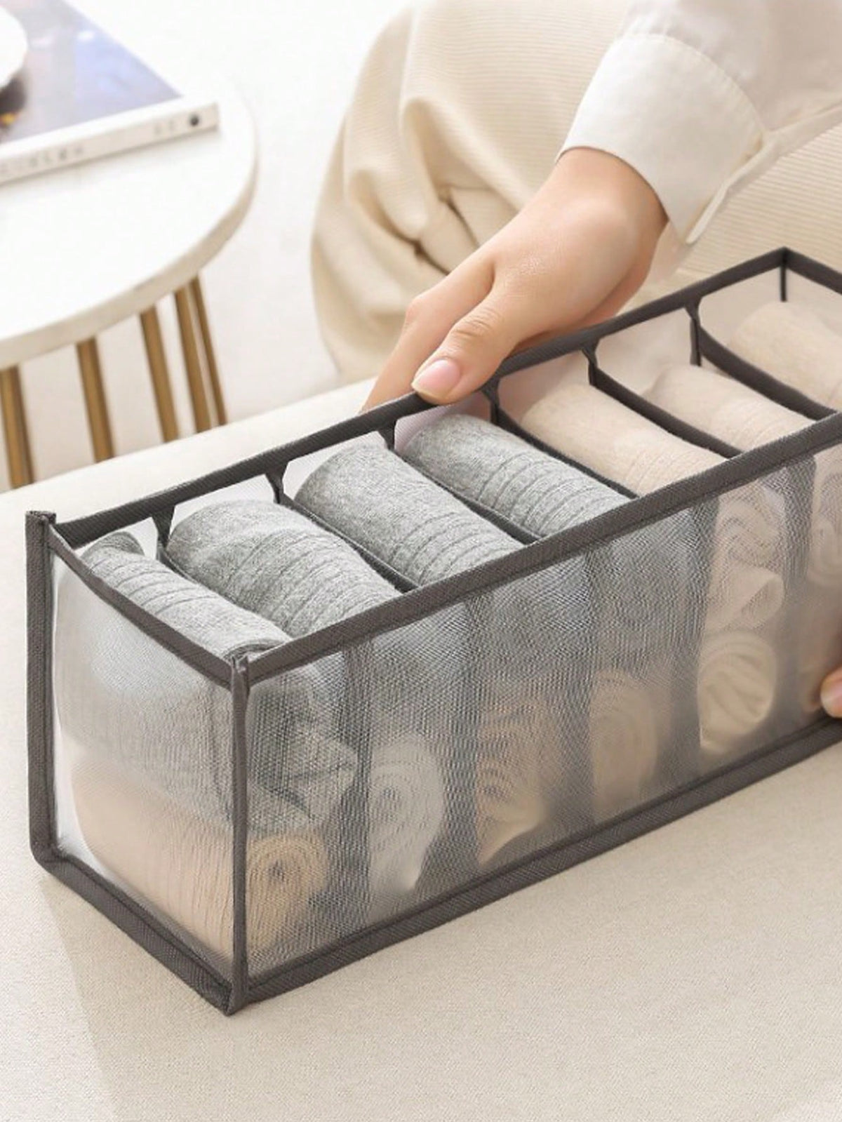 3pcs/5pcs Black Underwear Storage Bags, Drawer Style Storage Boxes, Suitable For Storing Socks And Other Items, Can Also Be Used As Summer/Autumn Decor, Holiday Decor, Room Decor, Home Decor Or Bedroo