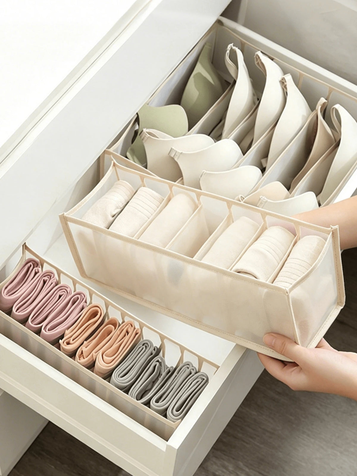 3pcs/5pcs Black Underwear Storage Bags, Drawer Style Storage Boxes, Suitable For Storing Socks And Other Items, Can Also Be Used As Summer/Autumn Decor, Holiday Decor, Room Decor, Home Decor Or Bedroo