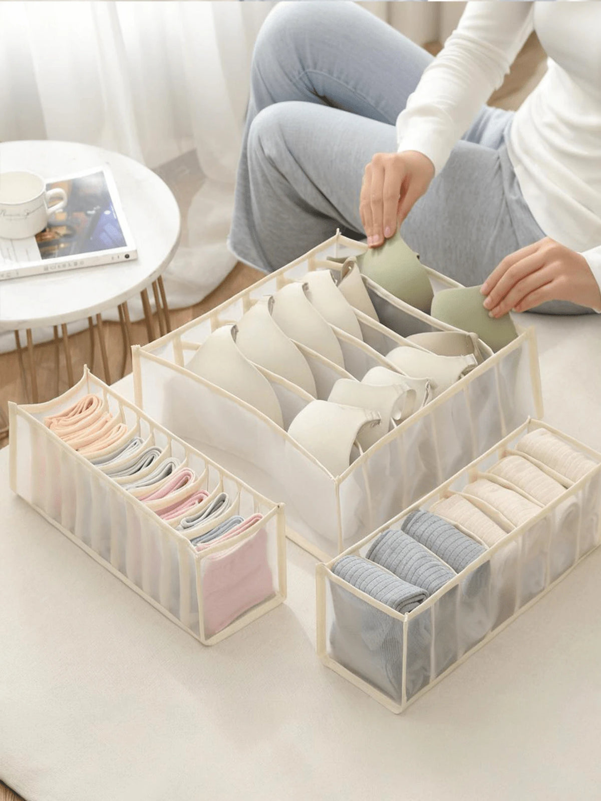 3pcs/5pcs Black Underwear Storage Bags, Drawer Style Storage Boxes, Suitable For Storing Socks And Other Items, Can Also Be Used As Summer/Autumn Decor, Holiday Decor, Room Decor, Home Decor Or Bedroo