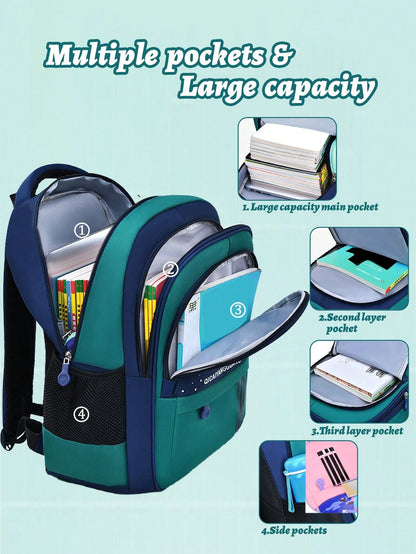 3PCS Astronaut Kids Backpack Lunch Box Bag Pencil Case, Lightweight Boy's Schoolbag, Back-To-School Essentials, Fit For 6-14 Years Old Students