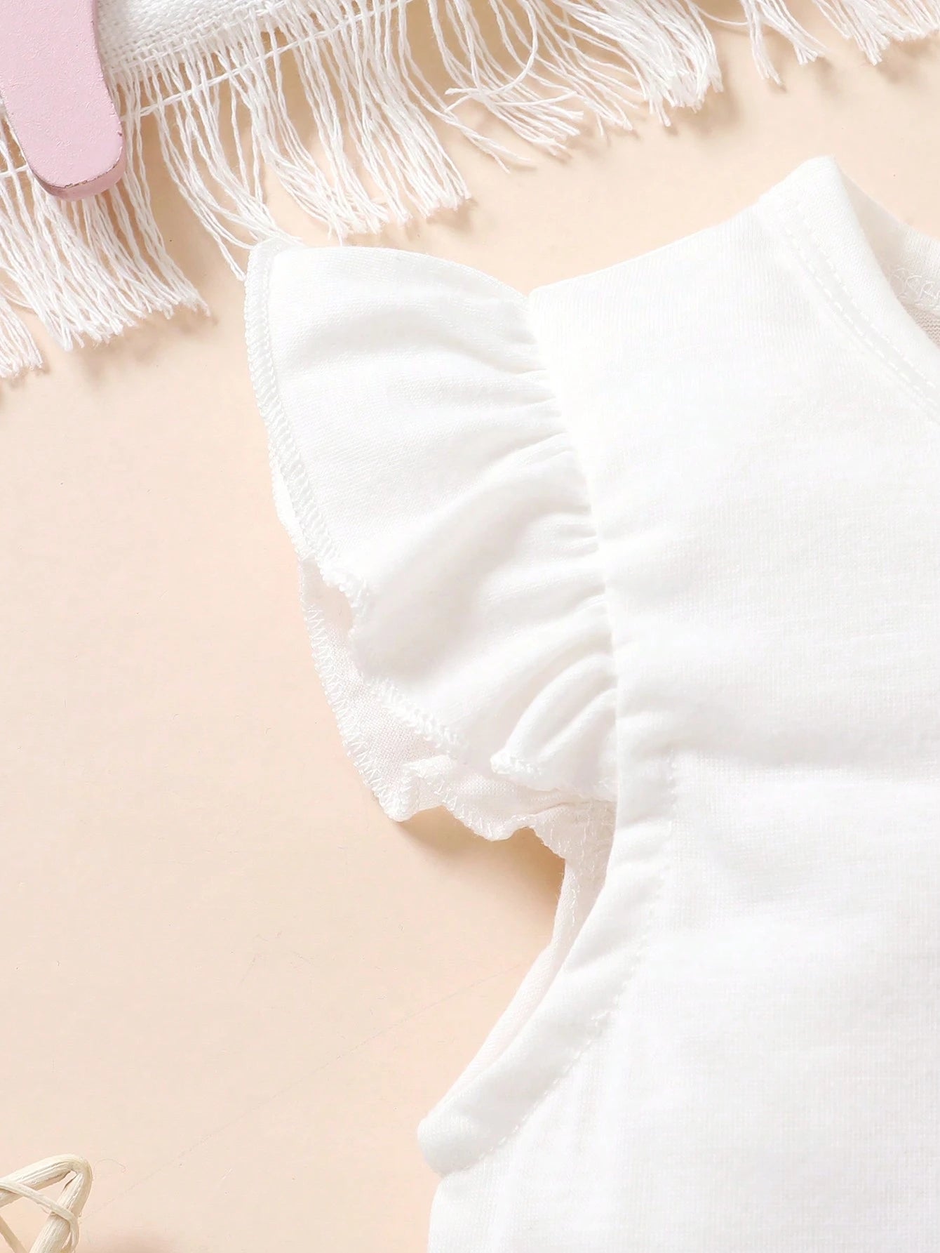 3pcs Baby Girl's Elegant Sweet Soft Comfortable Cartoon Bear Embroidered Top With Ruffle Hem, Letter Printed Sports Shorts And Belted, Suitable For Casual Daily Holiday Outfits