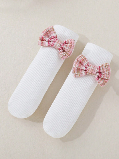 3pcs Baby Girls Soft Breathable Cute Bow Patchwork Floral Ruffle Dress Bodysuit & Headband & Socks Set