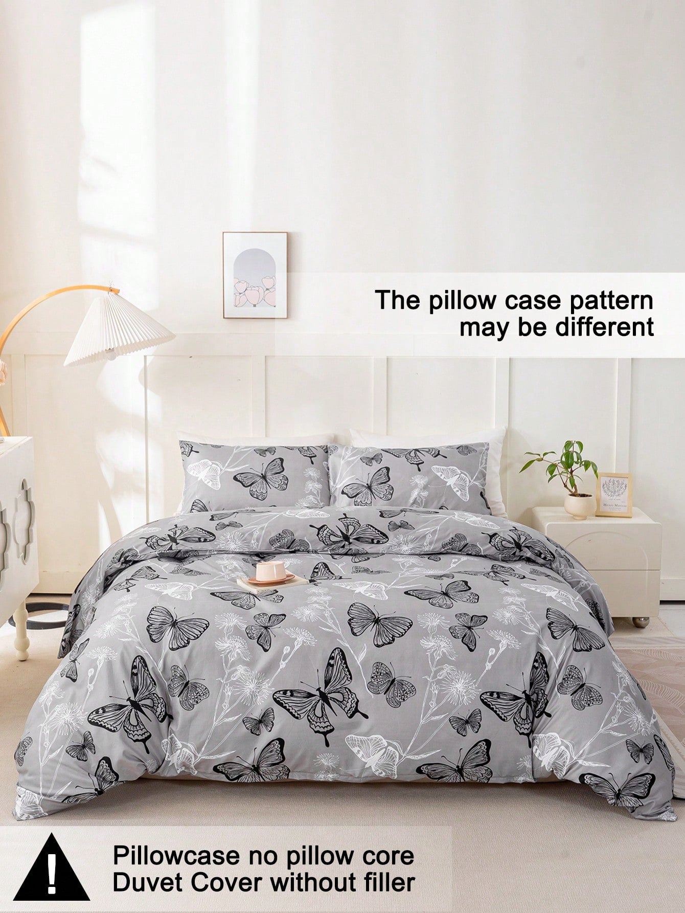 3pcs Butterfly Pattern Bedding Set (1 Duvet Cover And 2 Pillow Shams), Soft And Skin-Friendly, Suitable For All Seasons