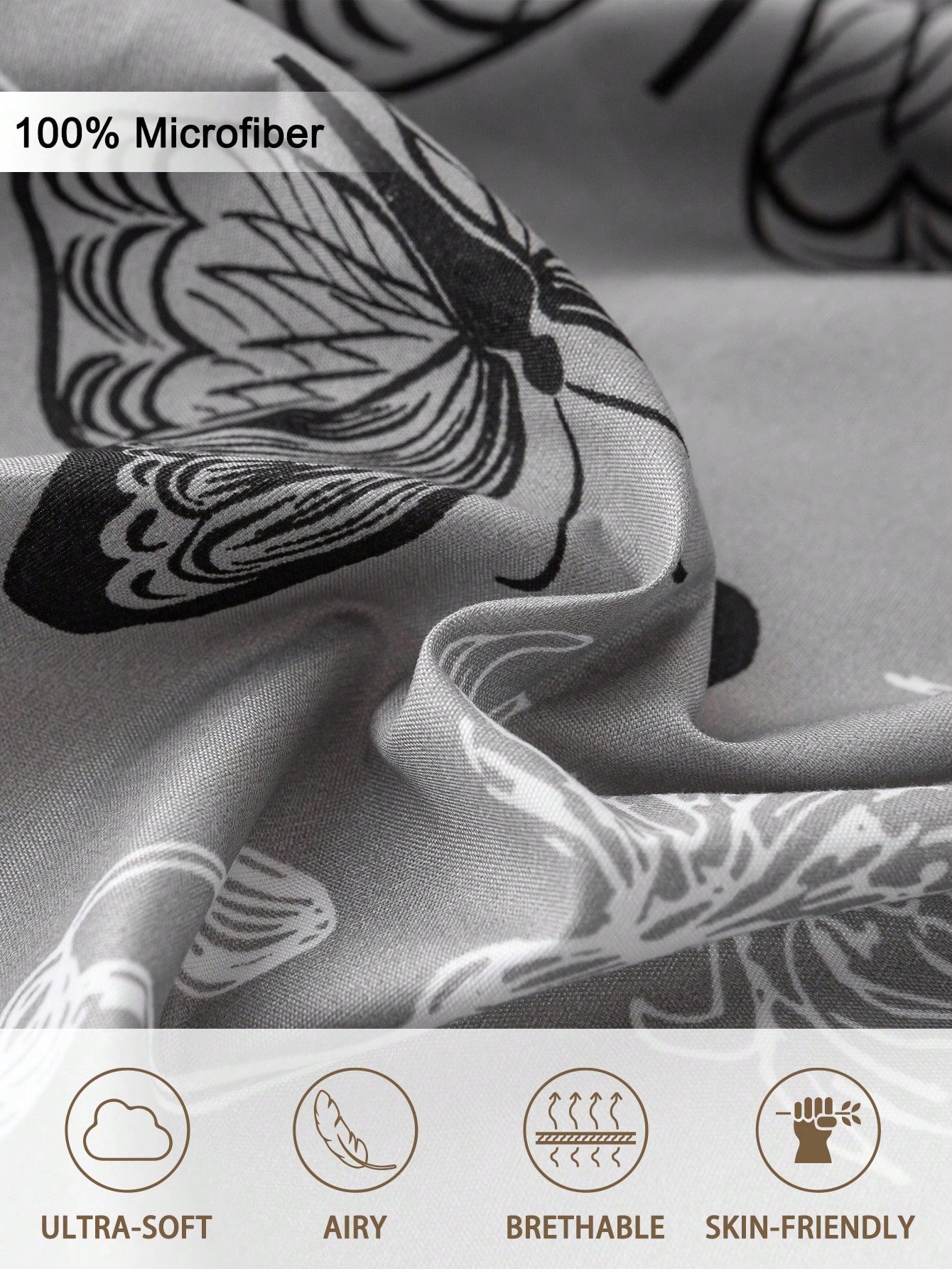 3pcs Butterfly Pattern Bedding Set (1 Duvet Cover And 2 Pillow Shams), Soft And Skin-Friendly, Suitable For All Seasons