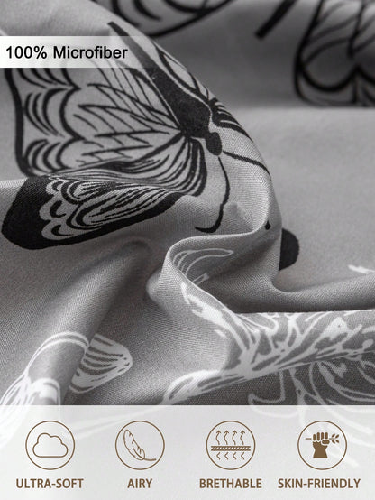 3pcs Butterfly Pattern Bedding Set (1 Duvet Cover And 2 Pillow Shams), Soft And Skin-Friendly, Suitable For All Seasons