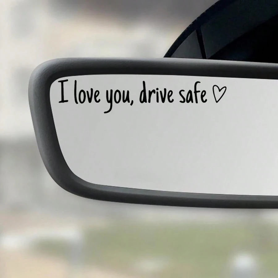 3pcs Colorful (Pink+Black+White) I Love You Drive Car Mirror Sticker, Girly Car Rearview Mirror Decorative Sticker,Car Accessories For Women,Vinyl Decal| Removable Vinyl Car Decals For Girls, Heart