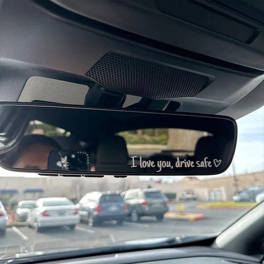 3pcs Colorful (Pink+Black+White) I Love You Drive Car Mirror Sticker, Girly Car Rearview Mirror Decorative Sticker,Car Accessories For Women,Vinyl Decal| Removable Vinyl Car Decals For Girls, Heart