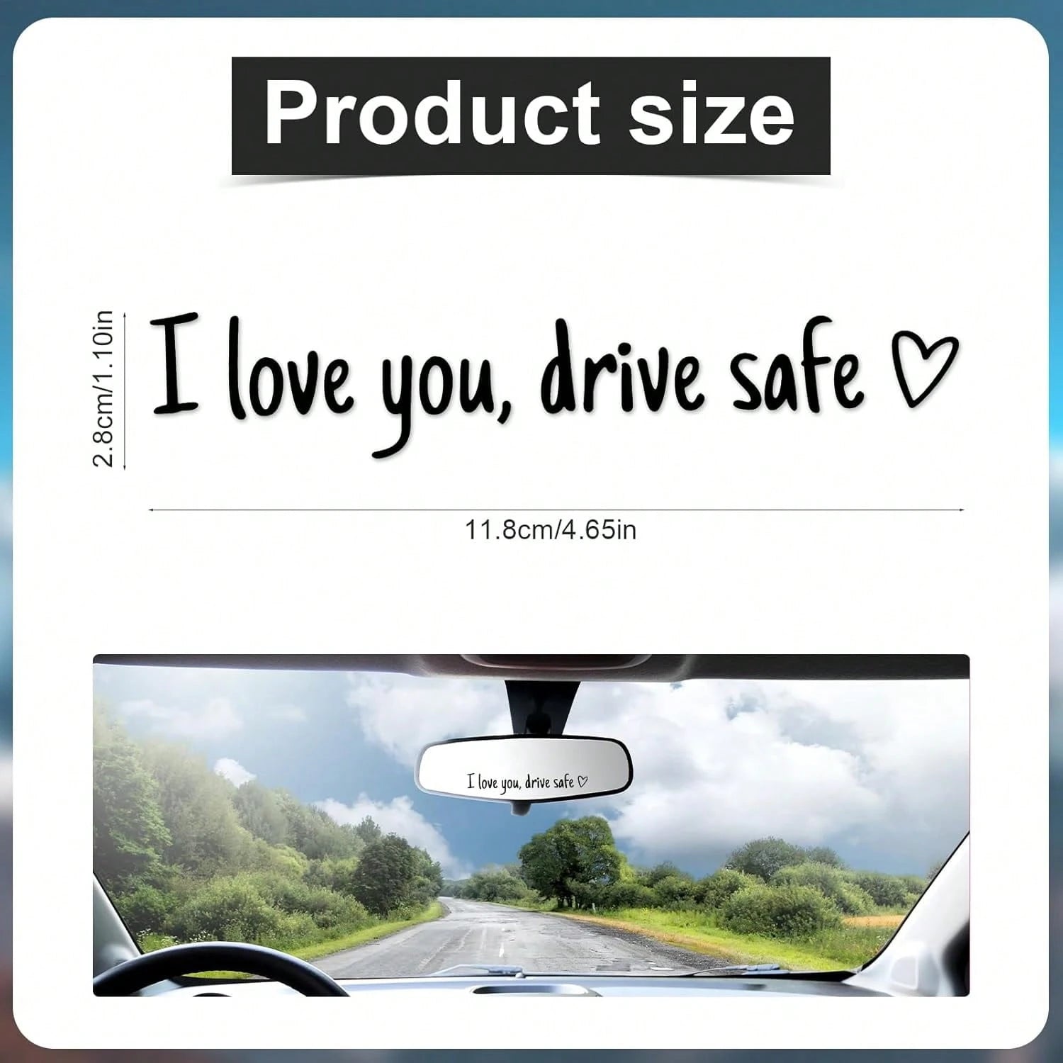 3pcs Colorful (Pink+Black+White) I Love You Drive Car Mirror Sticker, Girly Car Rearview Mirror Decorative Sticker,Car Accessories For Women,Vinyl Decal| Removable Vinyl Car Decals For Girls, Heart