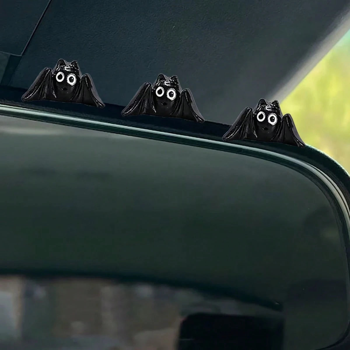 3pcs Cool Bat Car Rearview Mirror Decor, Cute Bat Dashboard Ornament, Halloween Car Interior Decoration, Bat Lover Gift, Mini Car Ornament