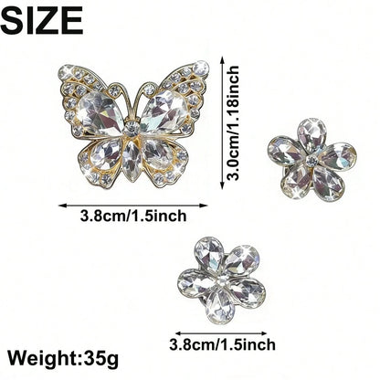 3pcs Crystal Butterfly Flower Car Air Vent Fragrance Clip, Car Interior Decor Fragrance Diffuser, Air Freshener Clip