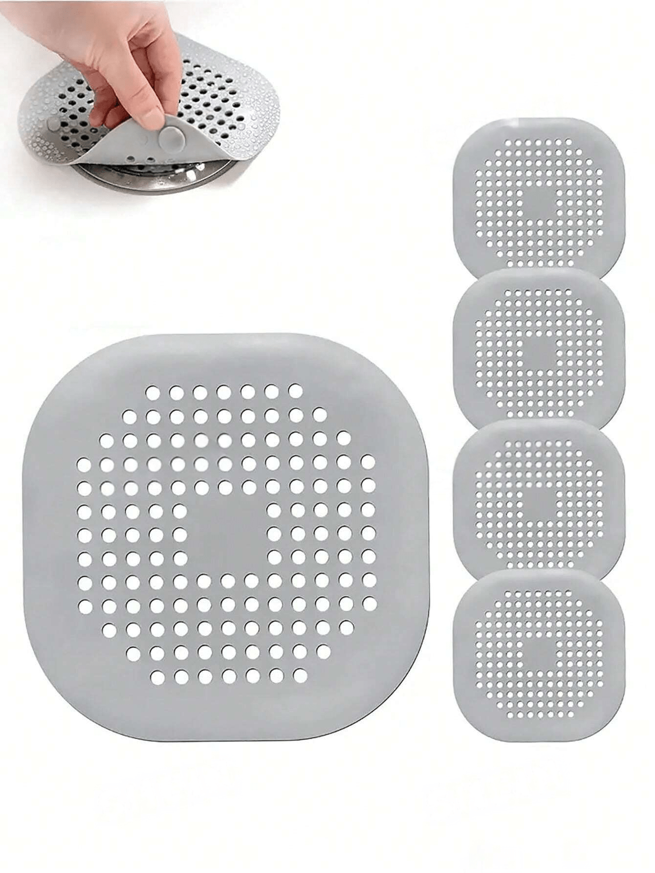 3pcs Drain Stopper With Suction Cup, Hair Catcher Filter For Kitchen And Bathroom To Prevent Clogging
