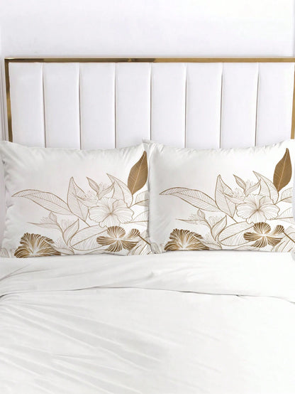 3pcs Elegant Floral Print Duvet Cover Set (1 Duvet Cover + 2 Pillow Shams, Comforter Not Included), Soft & Comfortable White Bedding Set, Suitable For Bedroom And Guest Room Decor