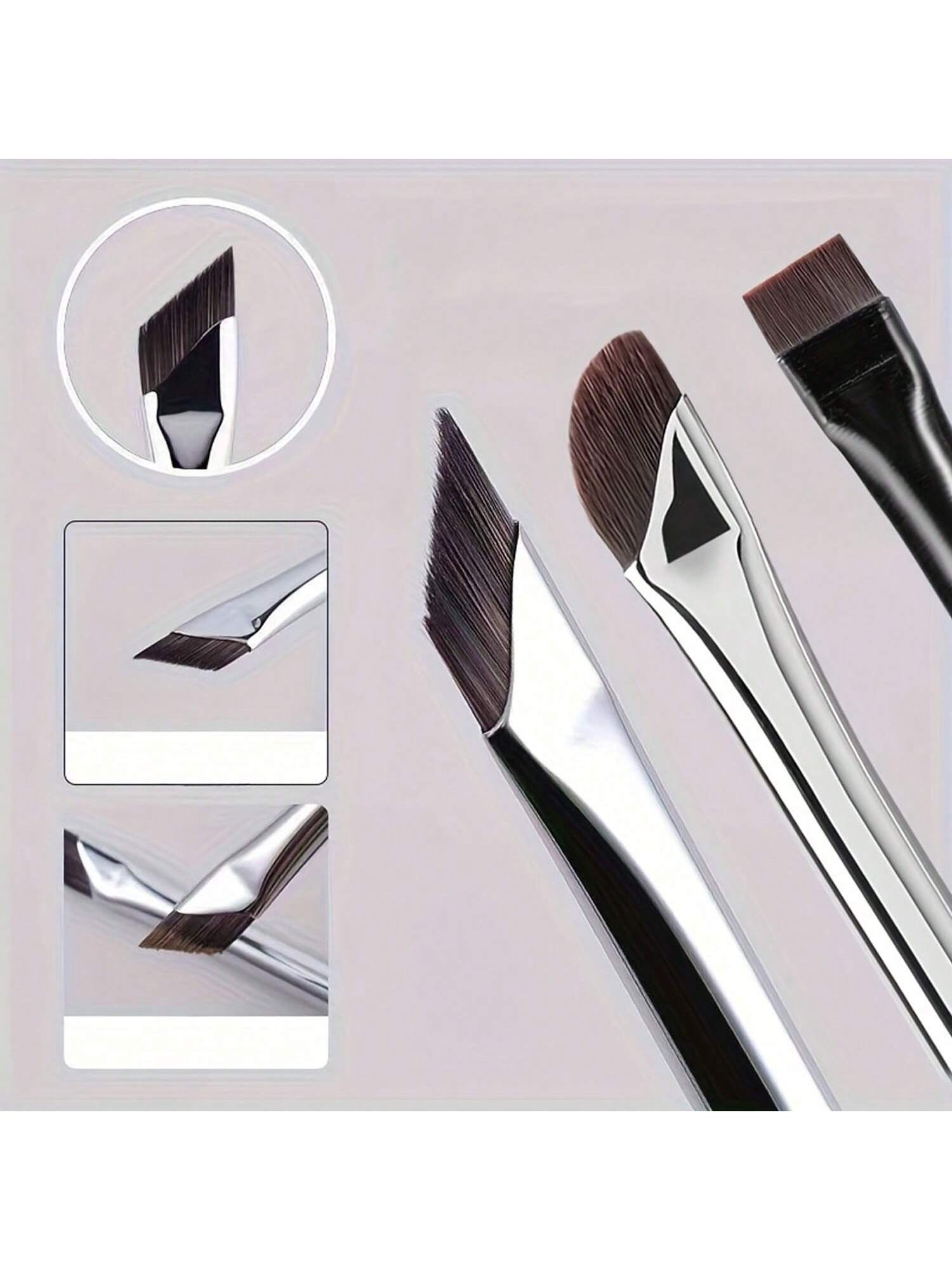 3pcs Fine Eyeliner & Eyeshadow Brushes Set, Crescent Blade Ultra-Thin Flat Angled Brush, Suitable For Silk Detail Eye Makeup Beauty Cosmetic Tool,Eyebrow Brush,Eyeshadow Brush,Spoolie,Spoolie Brush,Gi