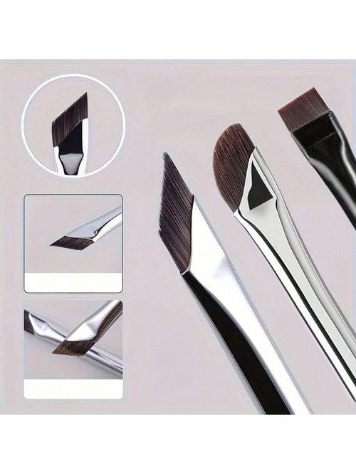 3pcs Fine Eyeliner & Eyeshadow Brushes Set, Crescent Blade Ultra-Thin Flat Angled Brush, Suitable For Silk Detail Eye Makeup Beauty Cosmetic Tool,Eyebrow Brush,Eyeshadow Brush,Spoolie,Spoolie Brush,Gi