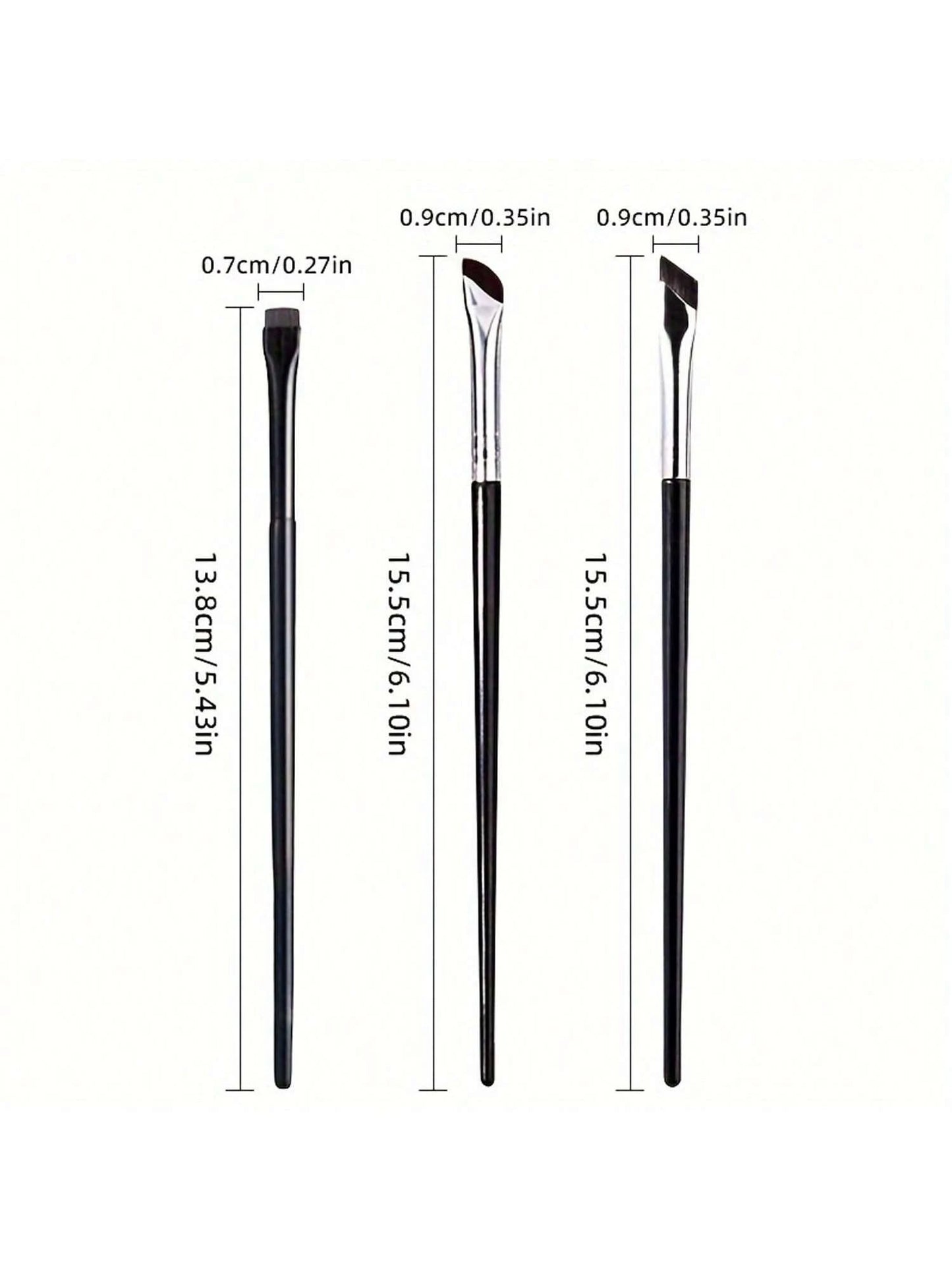 3pcs Fine Eyeliner & Eyeshadow Brushes Set, Crescent Blade Ultra-Thin Flat Angled Brush, Suitable For Silk Detail Eye Makeup Beauty Cosmetic Tool,Eyebrow Brush,Eyeshadow Brush,Spoolie,Spoolie Brush,Gi