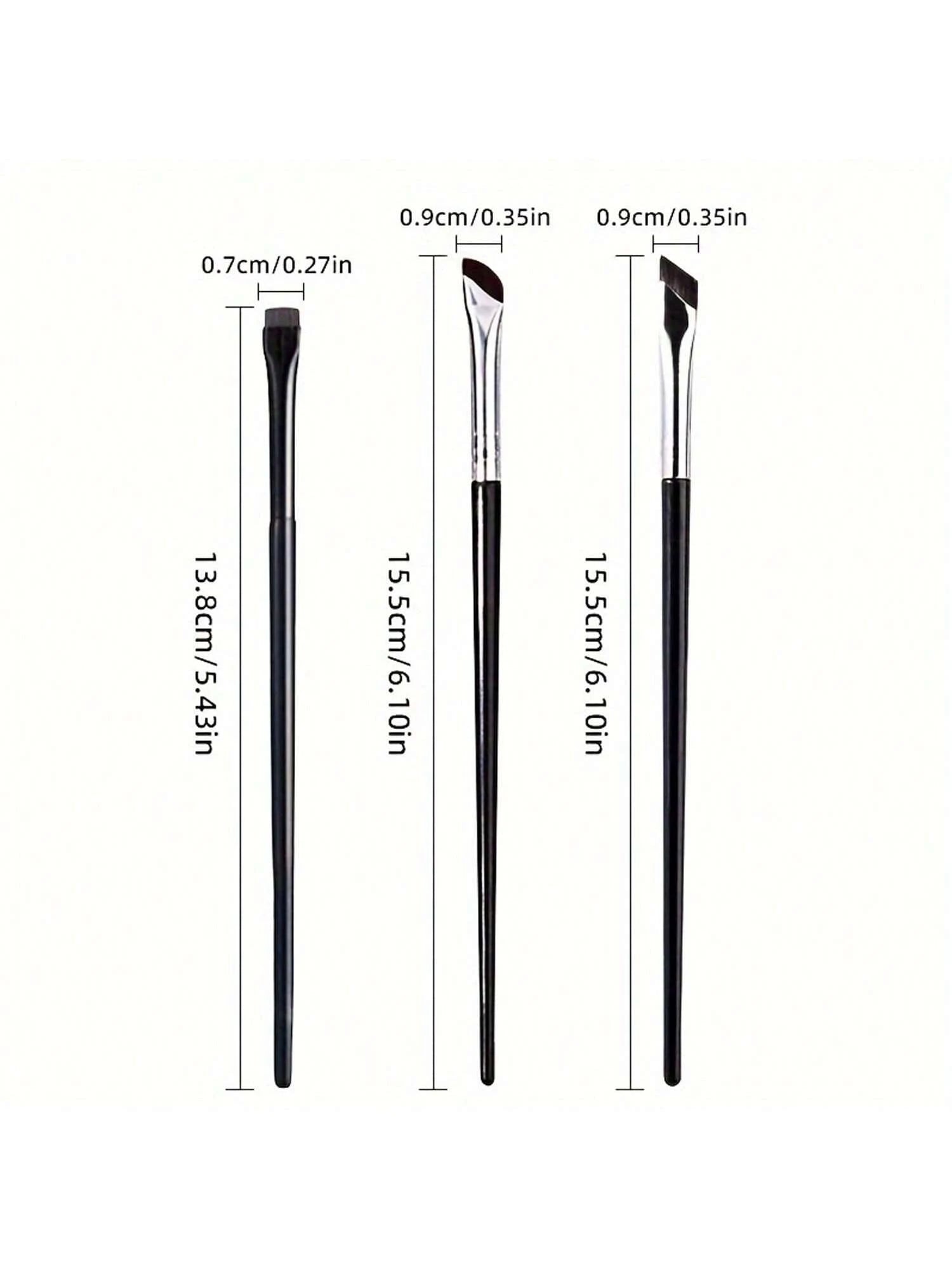 3pcs Fine Eyeliner & Eyeshadow Brushes Set, Crescent Blade Ultra-Thin Flat Angled Brush, Suitable For Silk Detail Eye Makeup Beauty Cosmetic Tool,Eyebrow Brush,Eyeshadow Brush,Spoolie,Spoolie Brush,Gi