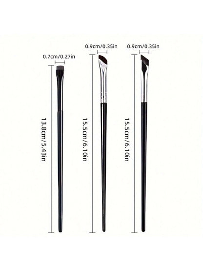 3pcs Fine Eyeliner & Eyeshadow Brushes Set, Crescent Blade Ultra-Thin Flat Angled Brush, Suitable For Silk Detail Eye Makeup Beauty Cosmetic Tool,Eyebrow Brush,Eyeshadow Brush,Spoolie,Spoolie Brush,Gi