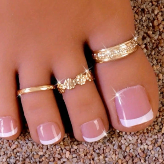 3pcs Hollow Carved Open Toe Ring Foot Jewelry Set