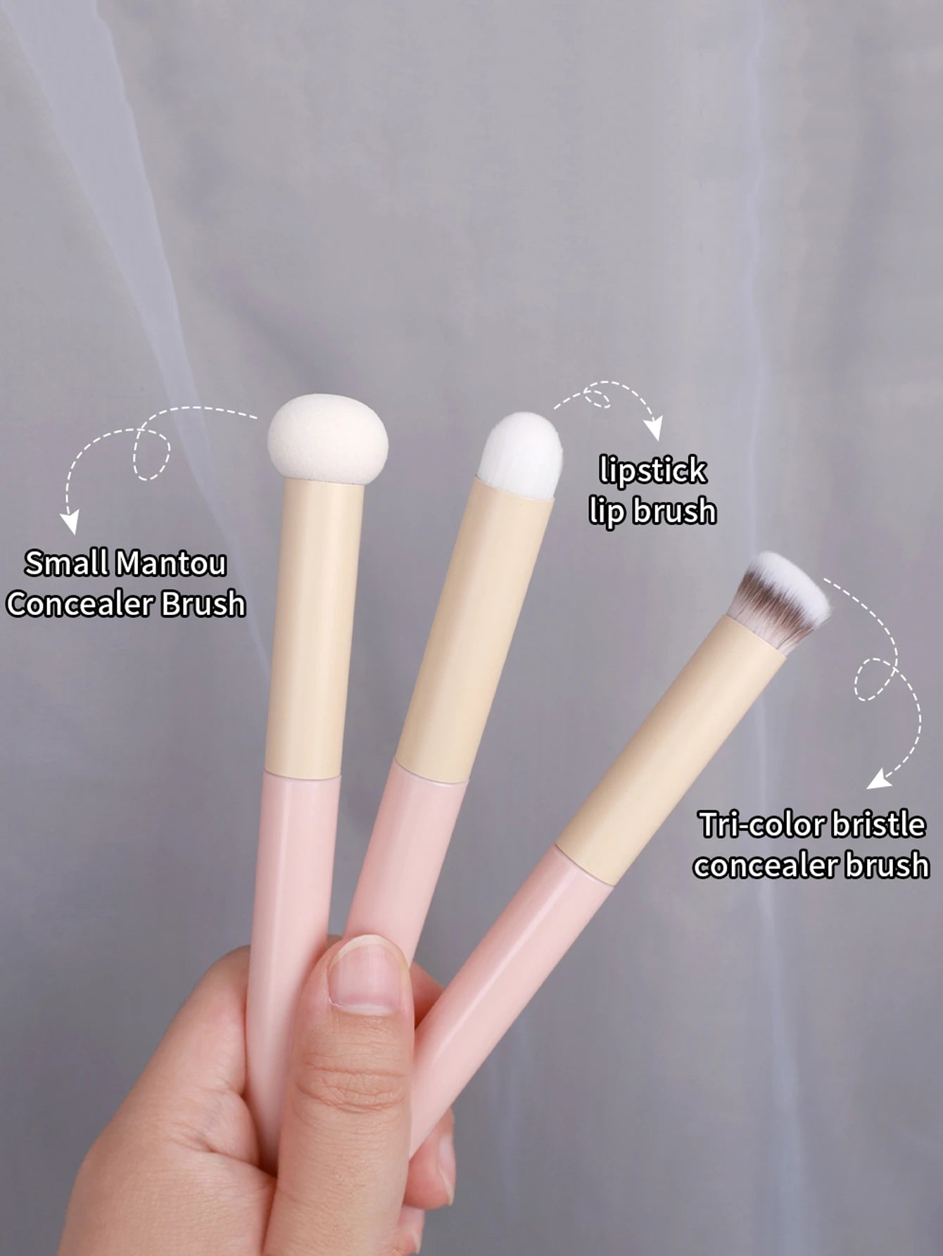 3pcs Makeup Brushes Set, Including Powder & Concealer Brush, Lip Brush, Sponge Applicator,Foundation Brush,Concealer Brush,Blush Brush,Contour Brush,Blush Brush,Bronzer Brush,Powder Brush,Foundation B