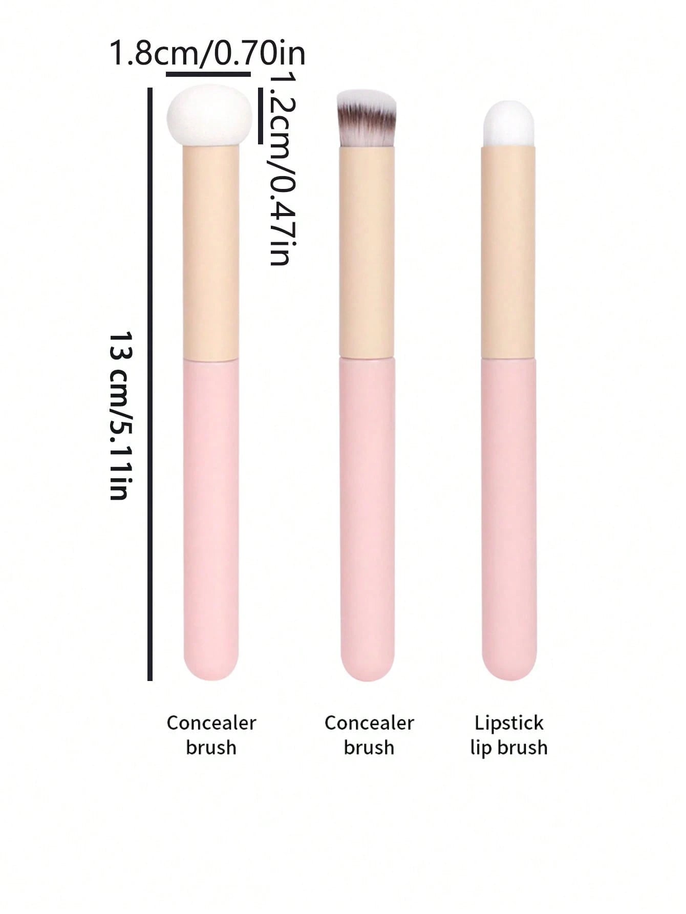 3pcs Makeup Brushes Set, Including Powder & Concealer Brush, Lip Brush, Sponge Applicator,Foundation Brush,Concealer Brush,Blush Brush,Contour Brush,Blush Brush,Bronzer Brush,Powder Brush,Foundation B