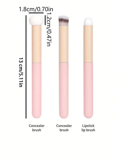 3pcs Makeup Brushes Set, Including Powder & Concealer Brush, Lip Brush, Sponge Applicator,Foundation Brush,Concealer Brush,Blush Brush,Contour Brush,Blush Brush,Bronzer Brush,Powder Brush,Foundation B