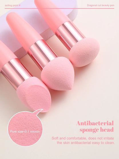 3Pcs Makeup Sponge Facial Foundation Sponge Professional Makeup Blending Sponge With Handle Beauty Sponge Blender Dry & Wet Use Makeup Sponges For Foundation,Makeup,Cheap,Room Decor,Vanity,Travel,Bedr