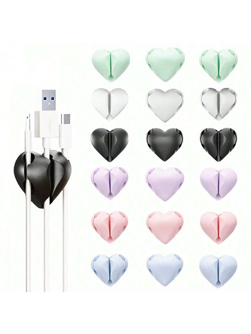 3PCS/Pack Unique Heart Shaped Cable Holder Multifunctional Adhesive Cabel Organizer Cable Tie Clip Cable Securing Clip Headphones Cable Clips Lovely Heart-Shaped Car Cable Holder Car Charger Line Cl