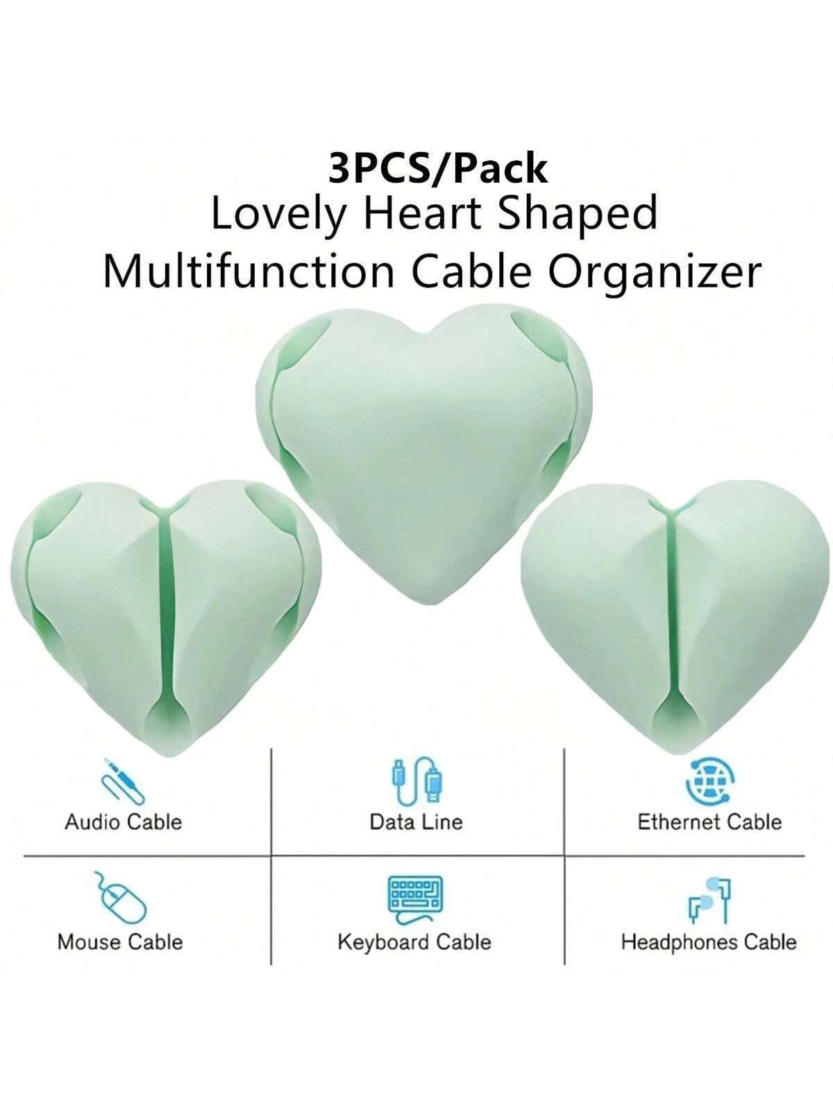 3PCS/Pack Unique Heart Shaped Cable Holder Multifunctional Adhesive Cabel Organizer Cable Tie Clip Cable Securing Clip Headphones Cable Clips Lovely Heart-Shaped Car Cable Holder Car Charger Line Cl